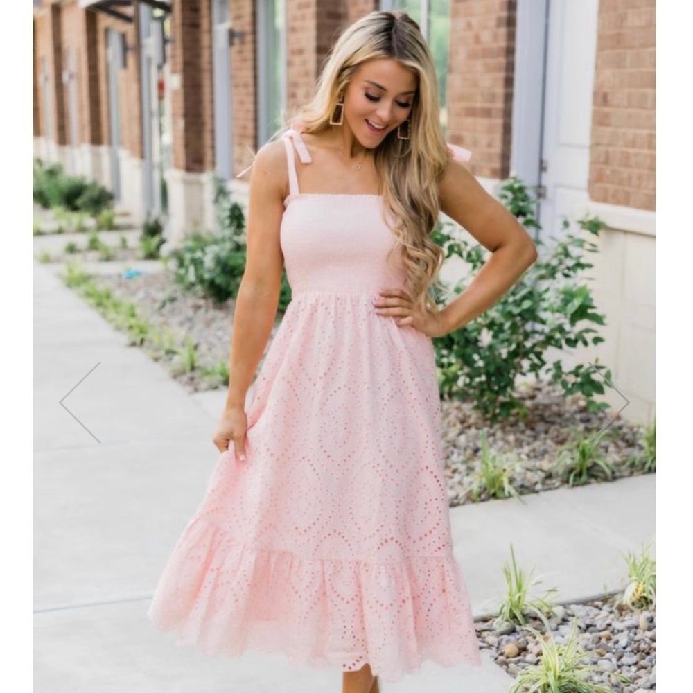 Pink Lily - Promise in my Heart Midi Dress - Blush